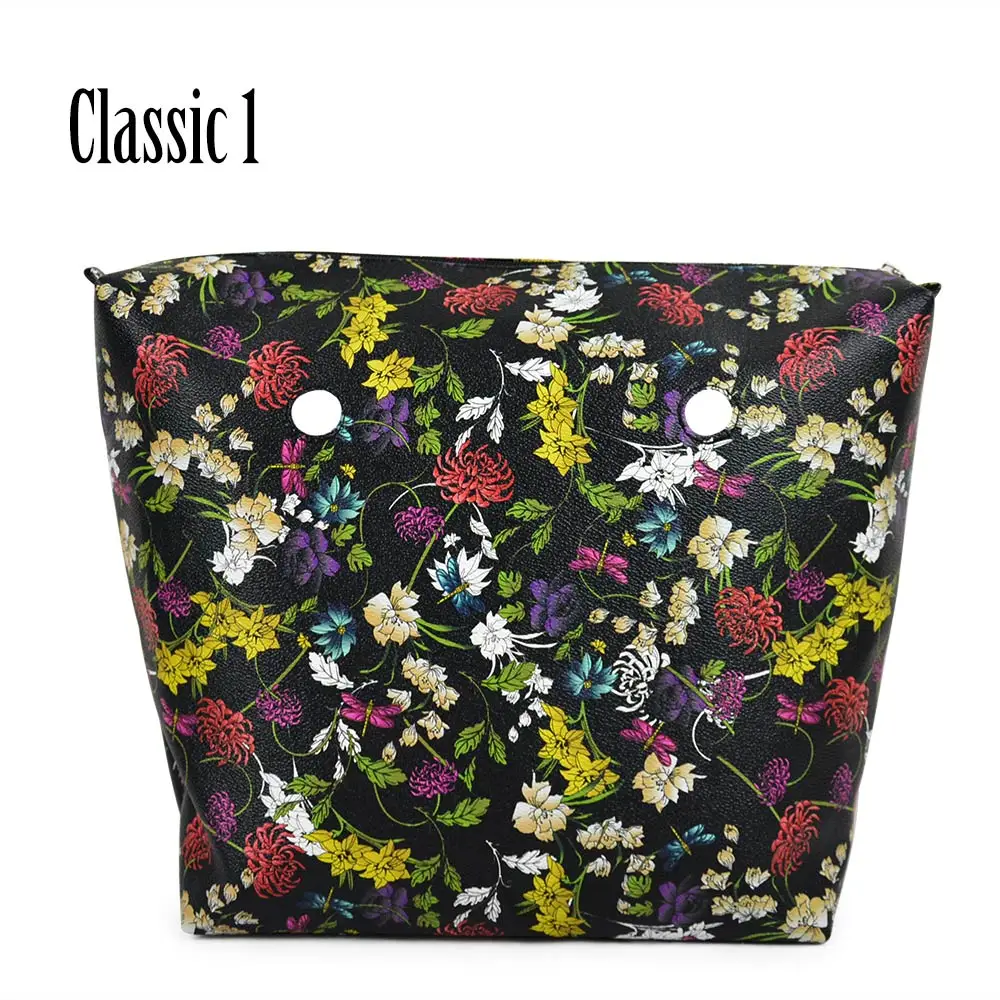 TANQU New Classic Mini Floral Print PU Leather Lining Zipper Inner Pocket Waterproof Insert for Obag EVA O BAG Women Handbag 