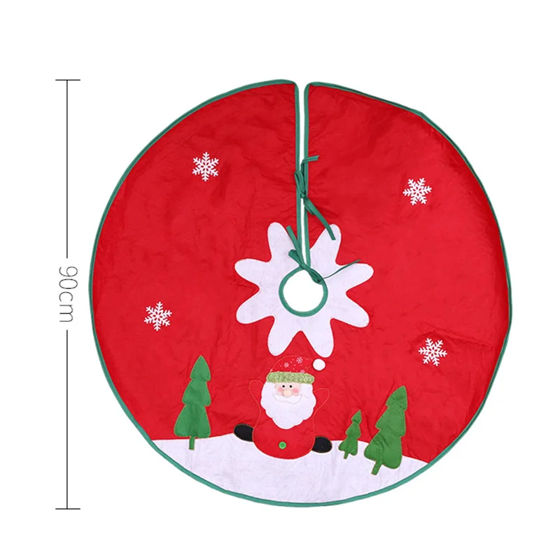 

Lovely Christmas Tree Skirts Santa Claus Applique Tree Skirts Non-woven Christmas Tree Ornaments 90 Cm