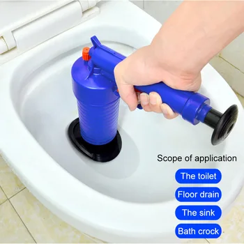 

Bathroom Pipe Dredging Tool 4 Heads High Pressure Air Drain Plunger Gun For Toilets/Bathroom Pipe Blockage
