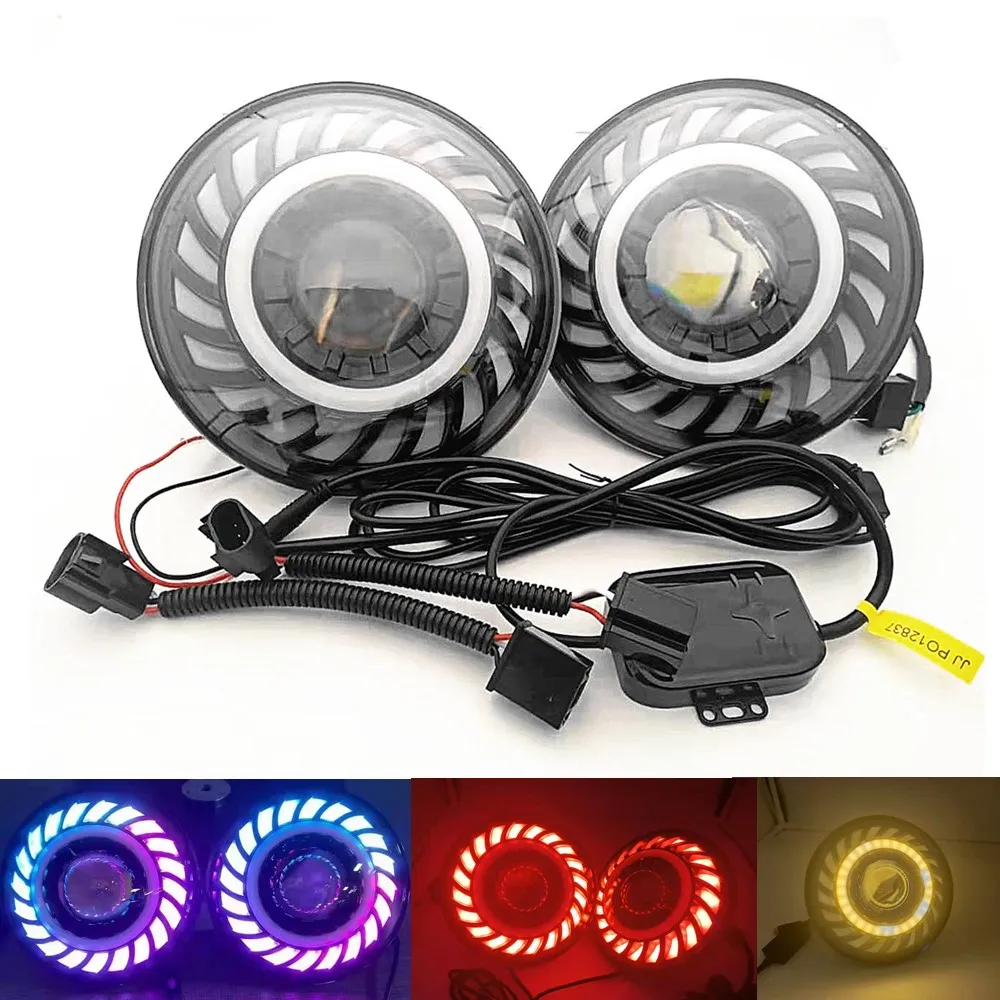 

Головной Светодиодный фонарь 2 шт., городской Головной фонарь для Lada Niva 4X4, 7 дюймов, RGB, управление через приложение, Bluetooth, для Jeep Wrangler Hummer Ssuzuki Samurai