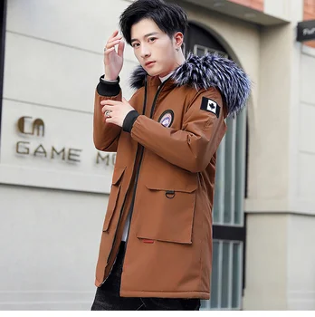 

2020 Autumn & Winter New Arrival Men Plus Velvet Thick Hooded Jacket Slim Mid Length Plus Size Cotton Warm Jacket Free Shipping