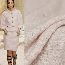 Перламутровый Шелковый розовый нитевидный Серебряный Твид ткани шерсть материалы Осенняя Женская куртка швейная ткань портной