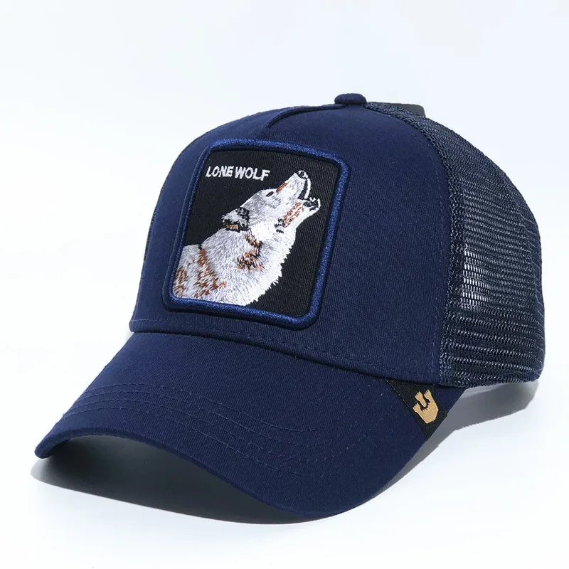 

High Quality Animal Baseball Cap Wolf Pattern Embroidered Mesh Cap Dunhuang Wish AliExpress Hot Sales-Truck Hats
