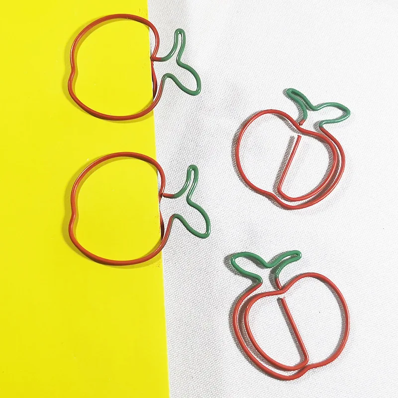 

2pcs Color Shaped Paper Clips apple Binder Clip Black Metal Bookmark Animal Note Folder Clips Office Stationery Custom