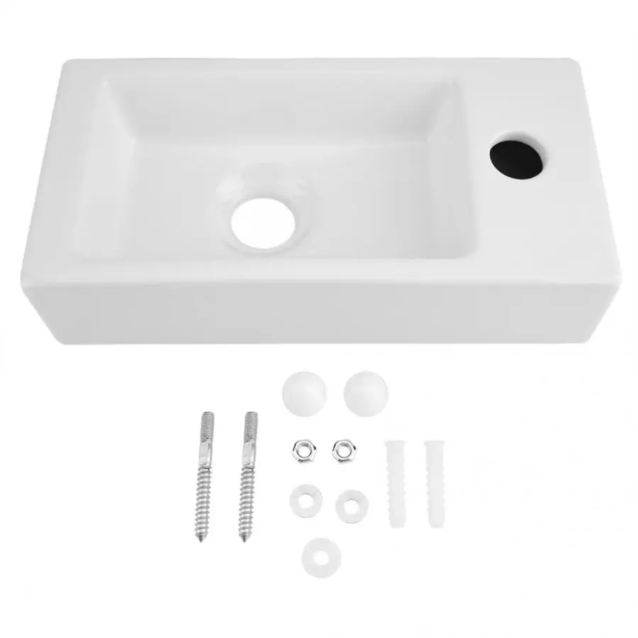 

Modern Rectangular Shape Bathroom Sink High-grade Wall Mounted White Ceramic Hand Wash Basin Bathroom Basin