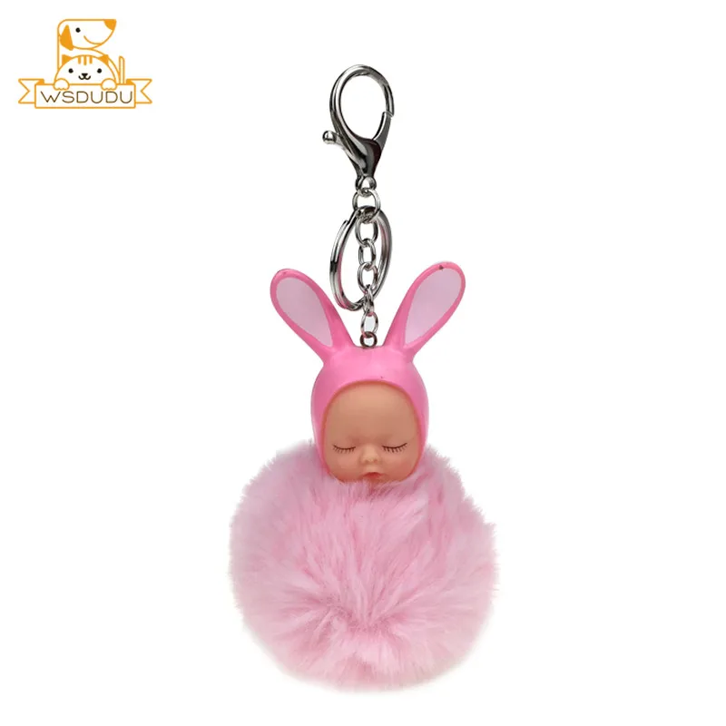 Rabbit Помпоны с кроличьими ушками, брелки, плюшевые мягкие игрушки, кролик, животные, Hairball, куклы, меховая сумка, шарики, милая подвеска, брелки, пушистые подарки - Цвет: Rabbit