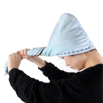 

Super Absorbent Microfiber PAC Material Solid Color Rapid Fast Drying Hair Absorbent Towel Turban Wrap Soft Shower Bath Cap Hat