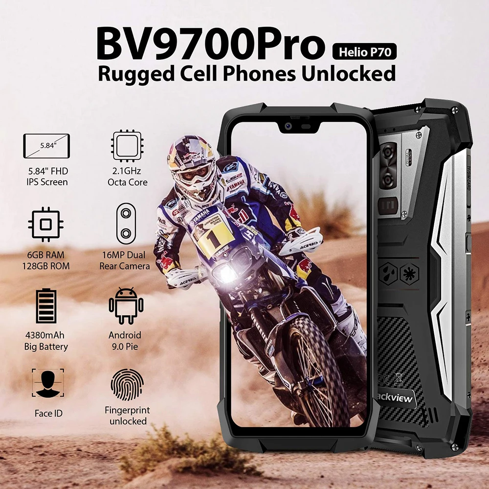 Смартфон Blackview BV9700 Pro IP68 6 ГБ + 128 Гб Android 9 0 камера ночного видения 16 Мп 4G мобильный