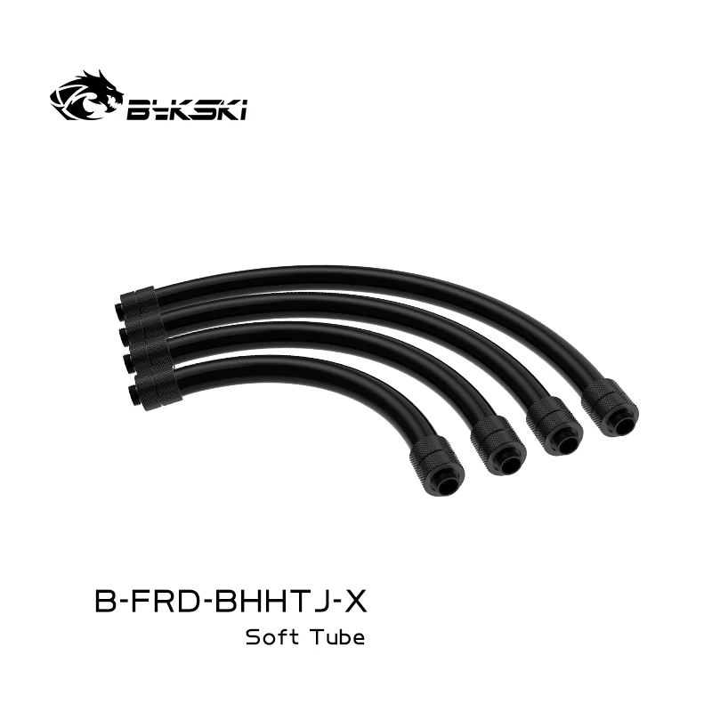 Bykski B-FRD-BHHTJ-X PC Water Cooling G1/4\' Fitting Soft Tubes kit black tube 20 30 40 50cm 360 Degree Rotating Computer