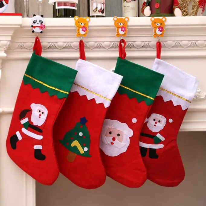 1 шт. рождественские чулки Рождественский подарок сумка Рождественские елочные игрушки носки Санта Клаус Дети конфеты мешок 36*23 см