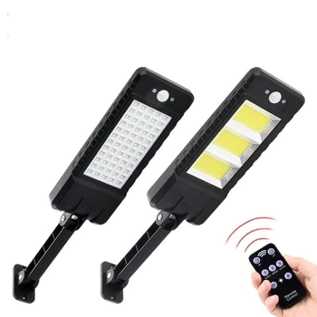 

120LED Solar Motion Sensor Wall Light COB Outdoor Street Lamp Adjustable Brightness Garden Street Lamp no/with Remote Control