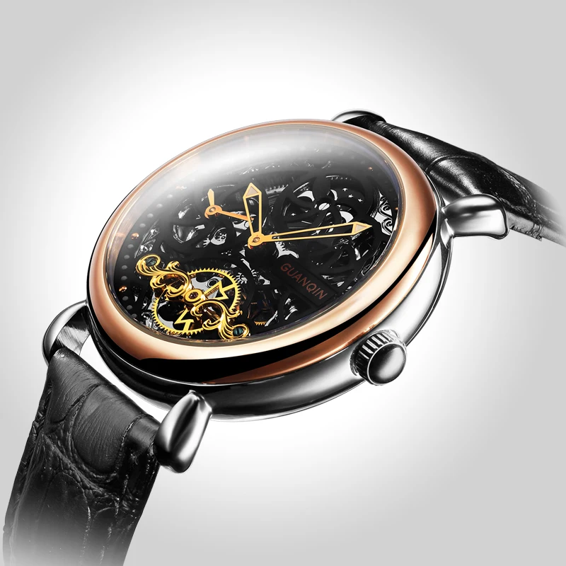 GUANQIN GJ16005 часы для мужчин люксовый бренд Мужские часы-скелетоны Роскошные автоматические механические часы для мальчиков механические наручные часы