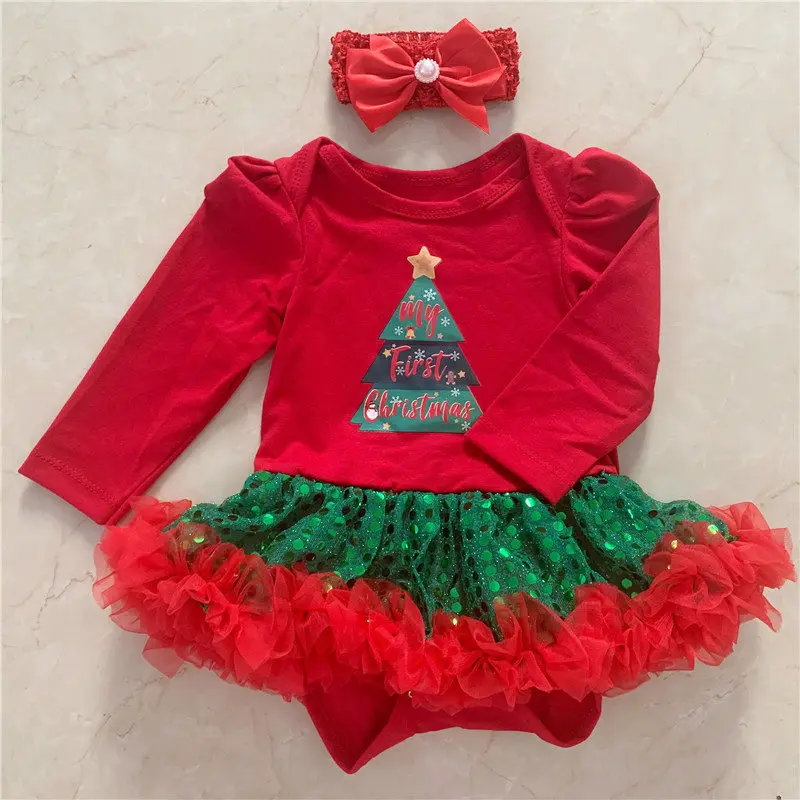 Лидер продаж; Рождественский костюм для малышей; Комбинезоны для маленьких мальчиков и девочек; кружевная пачка Комбинезоны с длинными рукавами и блестками для новорожденных; Новогодняя одежда Bebes - Цвет: Серебристый