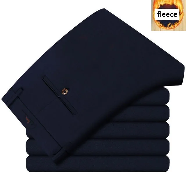 plus size 8XL 9XL 10XL winter business men fleece thick suit pants warm office Straight pants formal Trousers elasticity pants