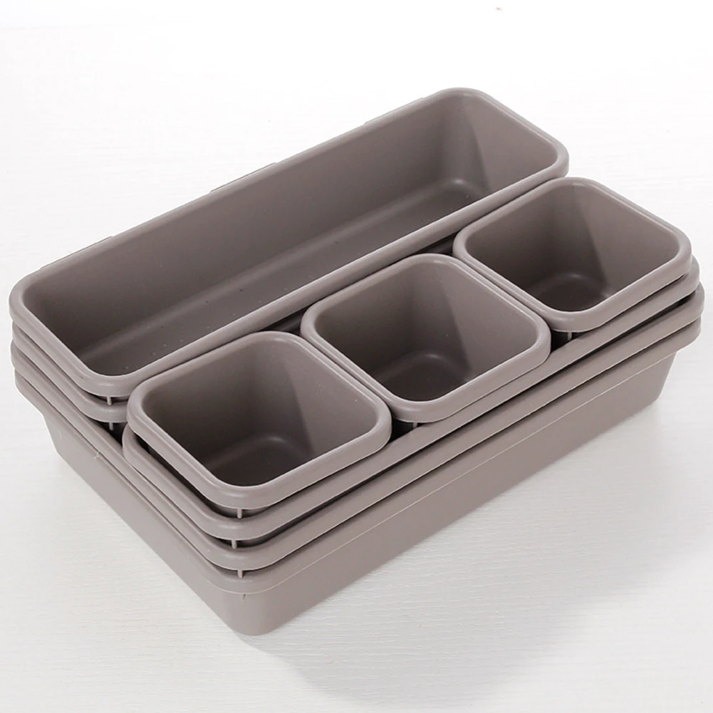 8 шт./компл. домашний косметический ящик лотки офисная коробка для хранения кухня ванна шкаф ювелирные изделия туалетный столик коробка Организации - Цвет: gray