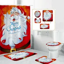 Бытовой Модный водонепроницаемый тканевый 12 крючков занавеска для душа коврик для ванной Рождественский Санта пол коврики для туалета 3 шт. домашний декор