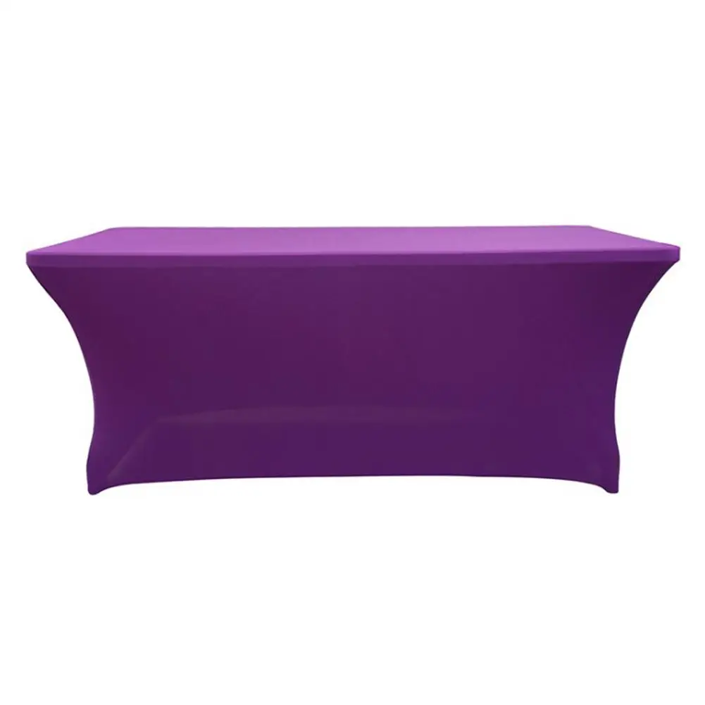 Stretch Spandex Rectangular Table Cloth 183x74x76cm Hunter Green Fitted Table Cover For Standard Folding Table Party Tablecloths - Цвет: Purple