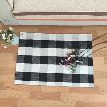 

Plaid Cotton Doormat Tartan Floor Mats Rugs for Front Porch Entry Way Kitchen Bathroom 60*90CM WB2687