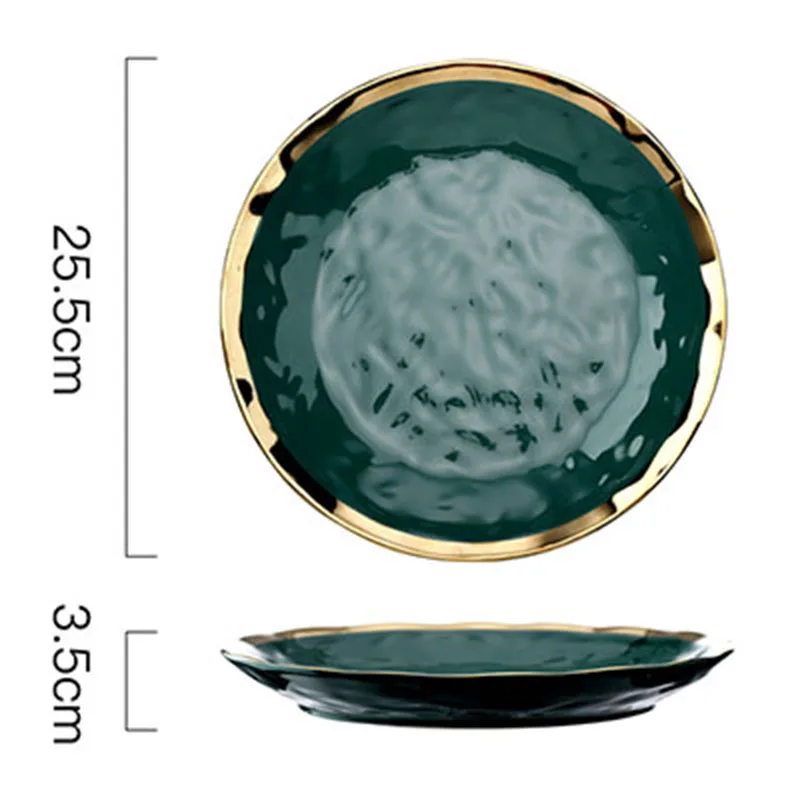 Керамическая тарелка зеленый павлин Пномпень обеденное блюдо фарфоровая десертная тарелка столовая посуда торт Западная пищевая тарелка - Цвет: 10 inch Plate