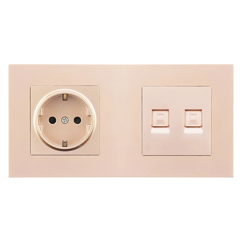 1Socket Double Rj45 Atlectric DE EU RU стандартная настенная розетка RJ45 компьютерный порт данных розетка двойной RJ45 с ТВ Розетка двойная розетка пластиковая панель розетки - Тип: 1Socket Double Rj45