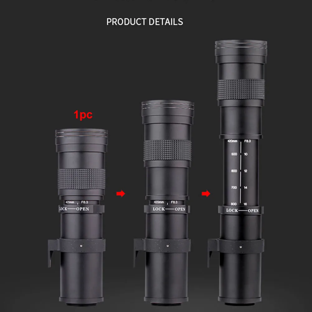 

Outdoor Super Wildlife F/8.3-16 Camera Lens Manual 420-800mm Photography Telephoto Zoom Part for Canon 6D 7D 60D 70D
