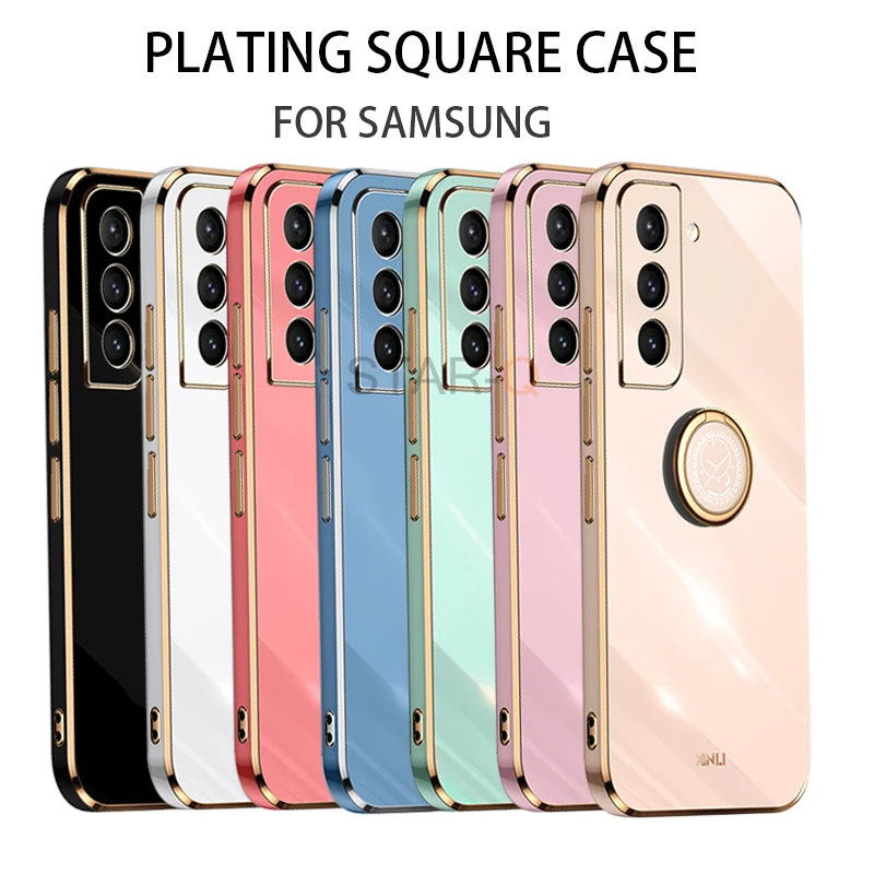 SupShop S21Ultra for Samsung Galaxy S21 Ultra 5G Bling Case Fashion Square  Bling Diamond Glitter Soft Trunk Cover with Ring Holder Kickstand Phone