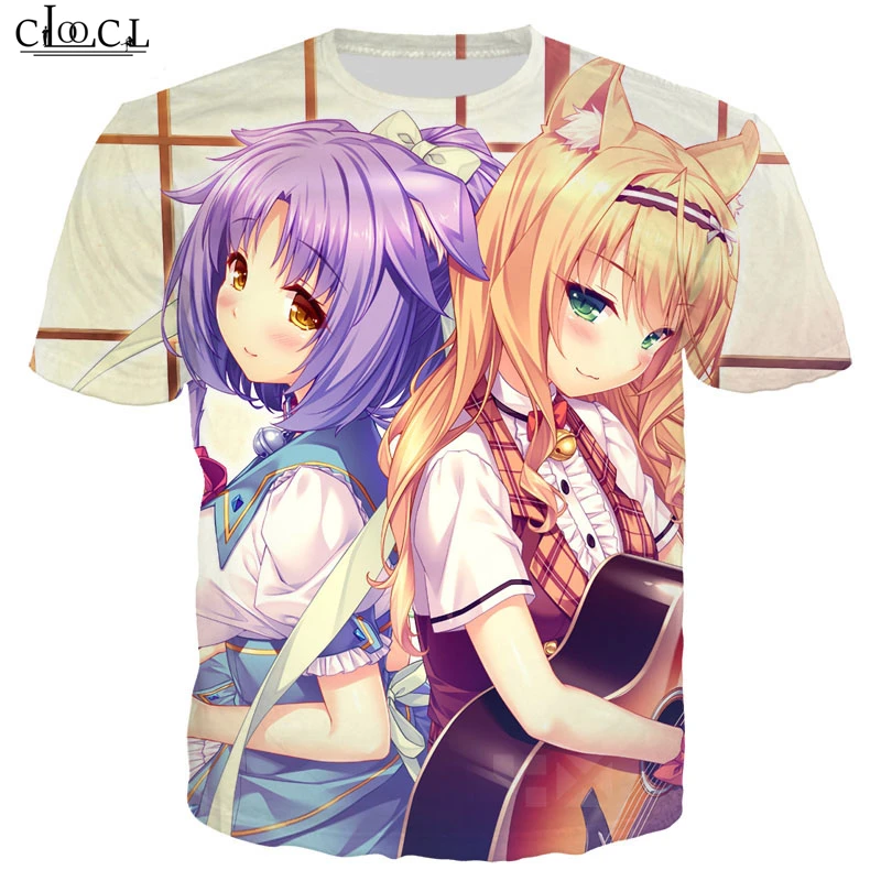 CLOOCL новый стиль аниме Nekopara шоколад ваниль милые девушки футболка 3D печать