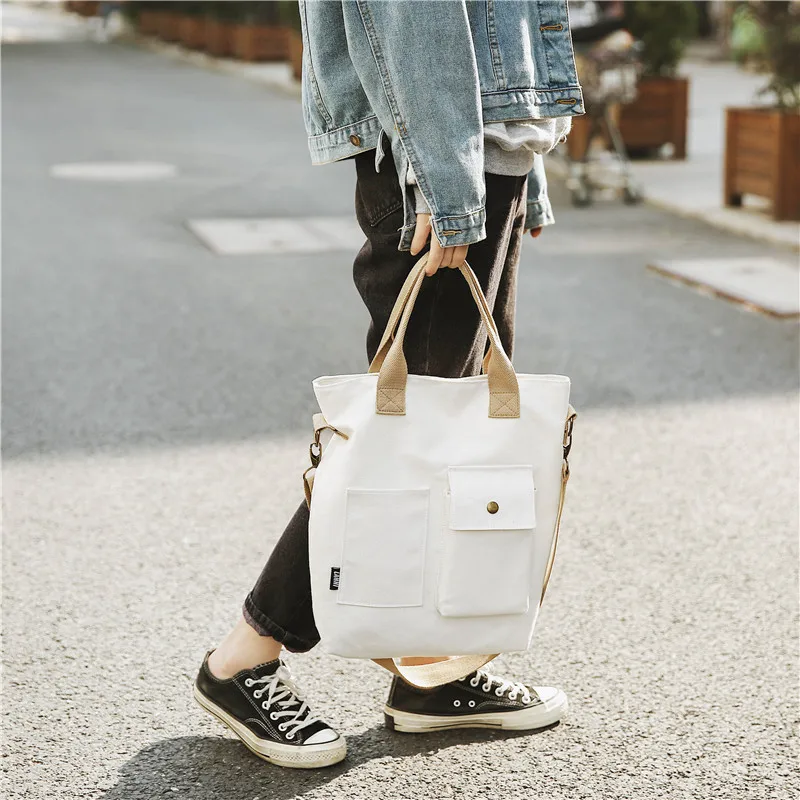 

Canvas Big Bag Women's 2019 New Style Korean-style Students Portable Shoulder Bag Casual Shoulder Bag Large Capacity Shopping Ba