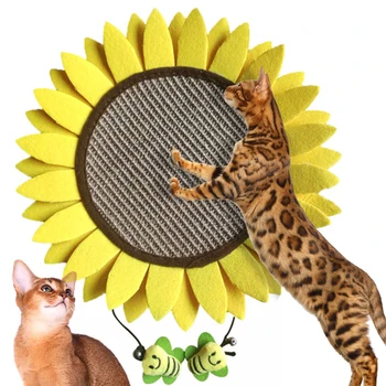 

Cat Scratching Pad - 14 Inch Sunflower Durable Sisal Board Scratcher Cat Furniture Interactive Activity Toy for Kitten