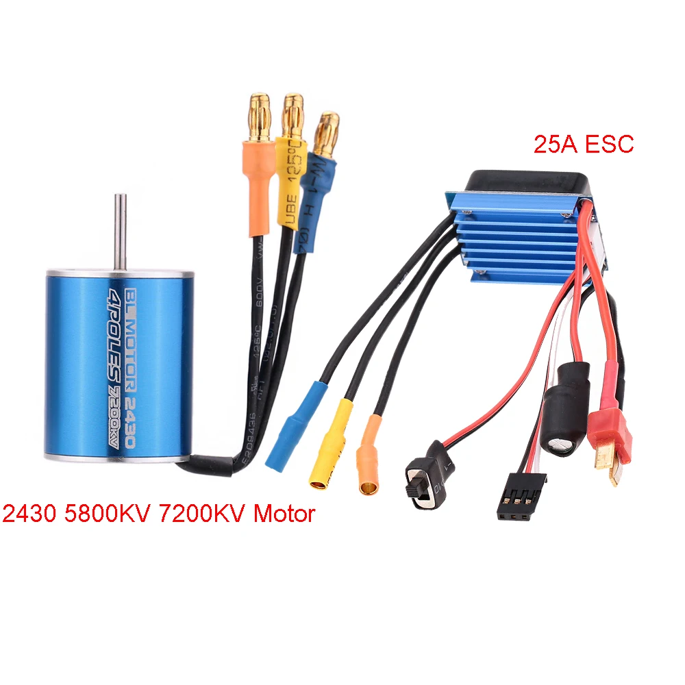 

2430 5800KV 7200KV 4P Бессенсорный бесщеточный двигатель & 25A ESC электрический регулятор скорости для 1/16 1/18 RC Car Truck