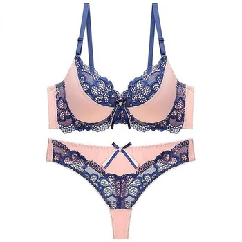 

high-end brand New Arrival lace bra set push up underwear set women panties thin thick cup hollow lace intimates bras lingerie