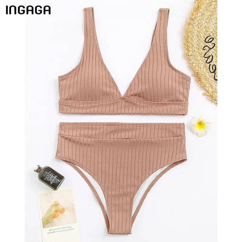 Женский раздельный купальник с V-образным вырезом | AliExpress