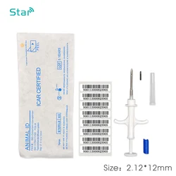 FDX-B 2.12x12mm ISO11784 cat dog microchip animal syringe ID implant pet chip needle vet RFID injector PIT tag for dog cat fish