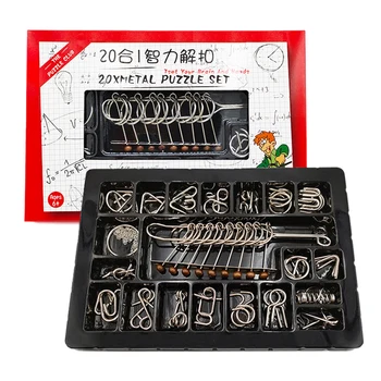 

20Pcs Metal Puzzle Set Brain Teaser Intelligence Buckle Early Learning Educational Toy Anti-Stress Reliever Toys For Children