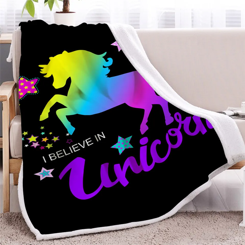 Cute Unicorn Sherpa Fleece Blanket