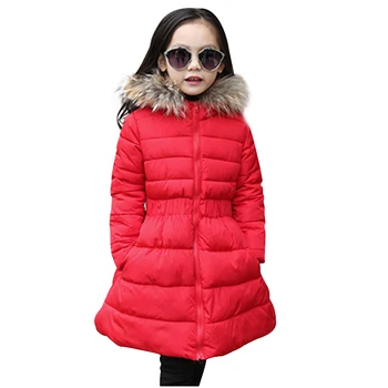 

Girls Long Coat Solid Girl Coat Outerwear With Fur Hoodies Girls Jacket Winter Kids Girls Clothes 6 8 10 12 14 Years