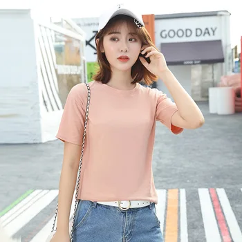 

Fashion Tshirt 2020 New Women's Gray Summer O-neck T shirt Quality Cotton White