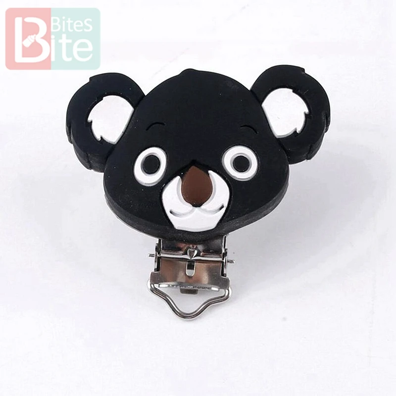 1pc Silicone Pacifier Clips Baby Teether Animal Food Grade Perle Silicone Nipple Holder Rodent Soother Clasp Childen'S Goods Toy - Цвет: black koala clip