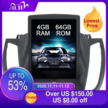 

Car GPS Navigation Player for Ford Kuga 2012-2017 Auto Radio 4K Tesla Style Headunit 10.4 Inch 1092*1080 4G+64G Android 9.0