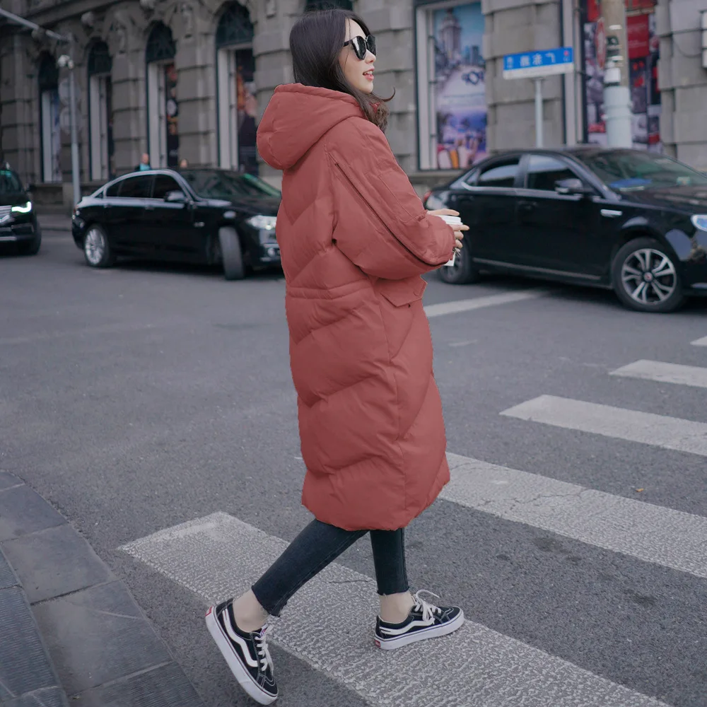 

Photo Shoot 2018 Winter New Style Korean-style WOMEN'S Wear-Style Retro Long Loose-Fit Joint Hooded Cotton-padded Clothes Cotton