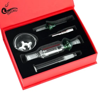 

Colorful Smoking Glss Pipe with 10mm Titanium Nail Kit Mini Glass Pipe Oil Rig Dab Tobacco Pipe Cigarette Smoking Pipes