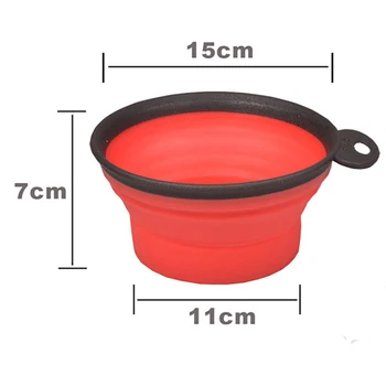 

500ml TPE Foldable Dogs Bowl Portable Outdoor Travel Food Water Feeding Bowls Outdoor Collapsible Container 15cm diameter 1pc