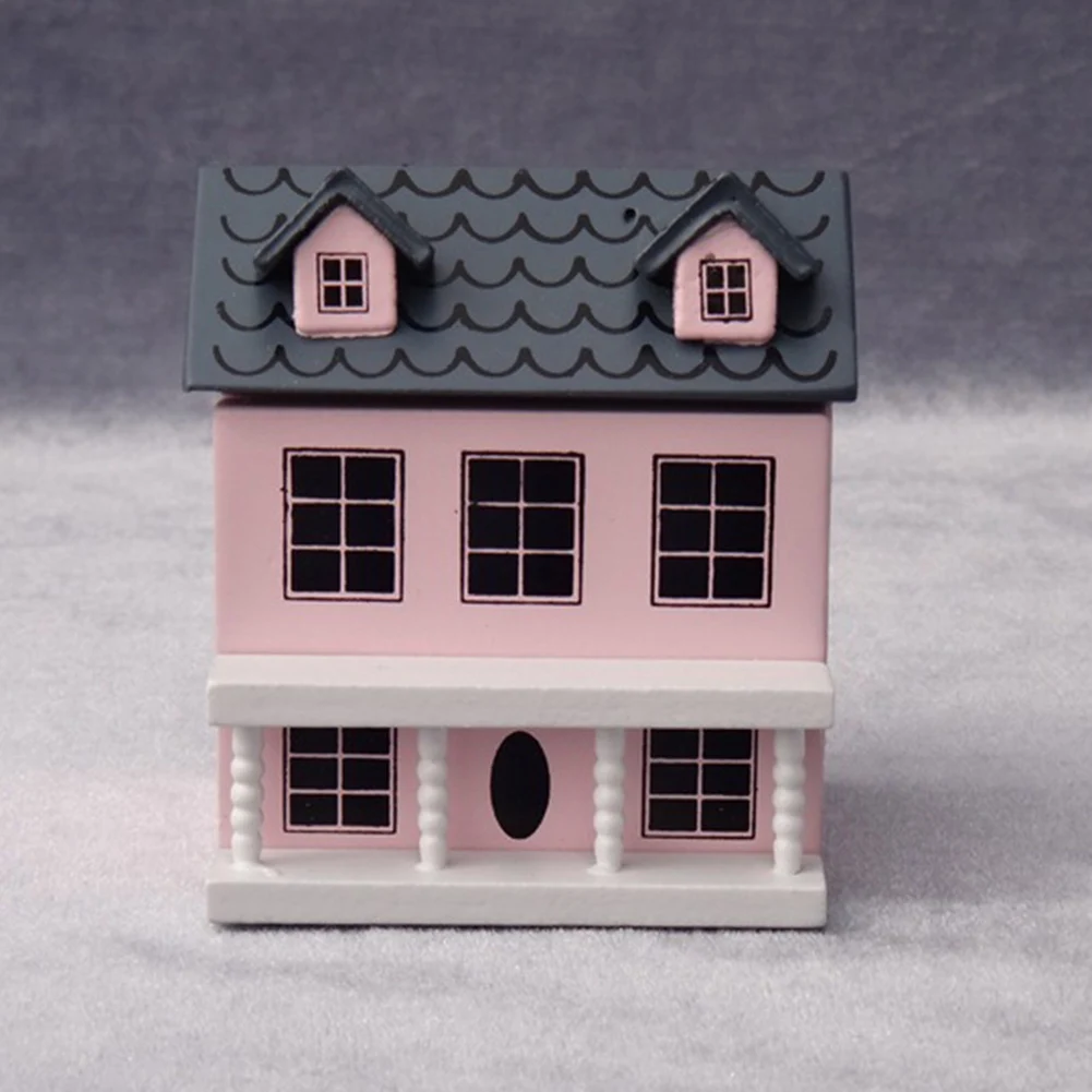 Wooden Dollhouse 1:12 Model Villla House Figurine Miniature Figurines Landscape Decor Kids Toy DIY Crafts Home Durable Handicraf