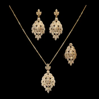 

Jewelry Sets HADIYANA Vintage Cute Romantic Necklace Earrings And Ring Set 3PCS Women Wedding Engagement CN1743 Conjunto de joya