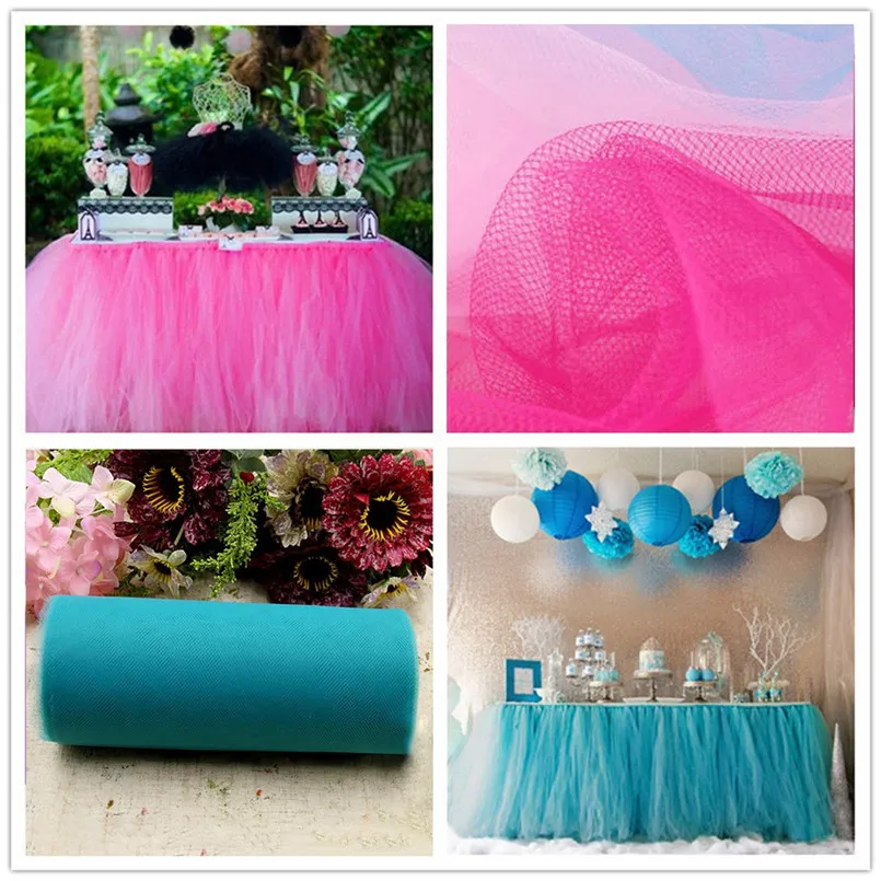 Arranged tablecloth tulle dress up wedding car tulle new multi-color table skirt tutu tulle tablecloth wedding dressing 30S16 (11)