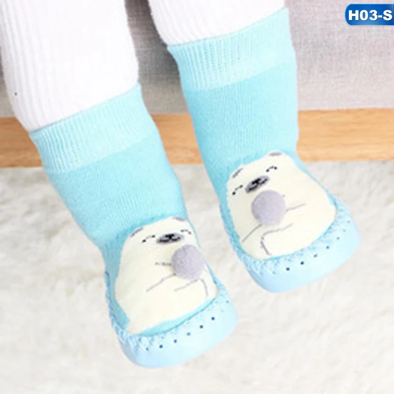 Детские носки на весну и зиму, детские Нескользящие хлопковые теплые мягкие носки-тапочки с милым рисунком для маленьких мальчиков и девочек - Цвет: 3