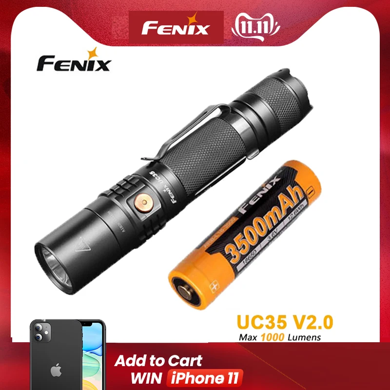  2018 nuevo Fenix UC35 V2.0 1000 lúmenes linterna táctica recargable LED Micro USB con batería de 35