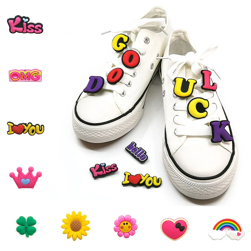Abalorios de PVC para zapatillas de accesorios para zapatos, decoración corona corazón de arcoíris, adornos para zapatos casuales, regalo dulce para niños, 1 piezas|Decoraciones de calzado| - AliExpress