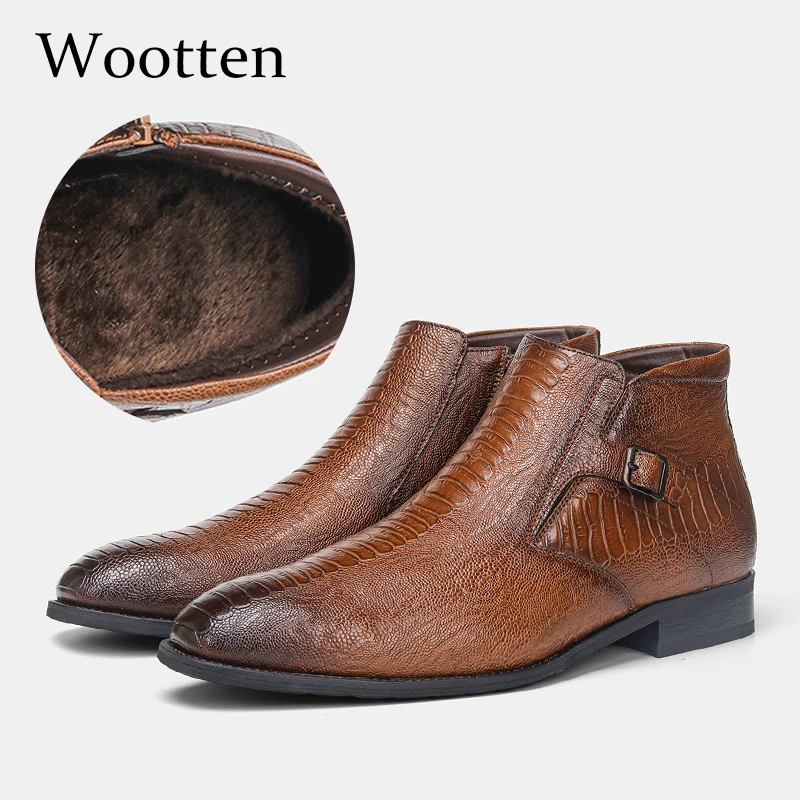 40-46 Brand  Men boots Warm Plush Ankle vintage High Quality Comfortable vogue Warmest winter shoes | Обувь