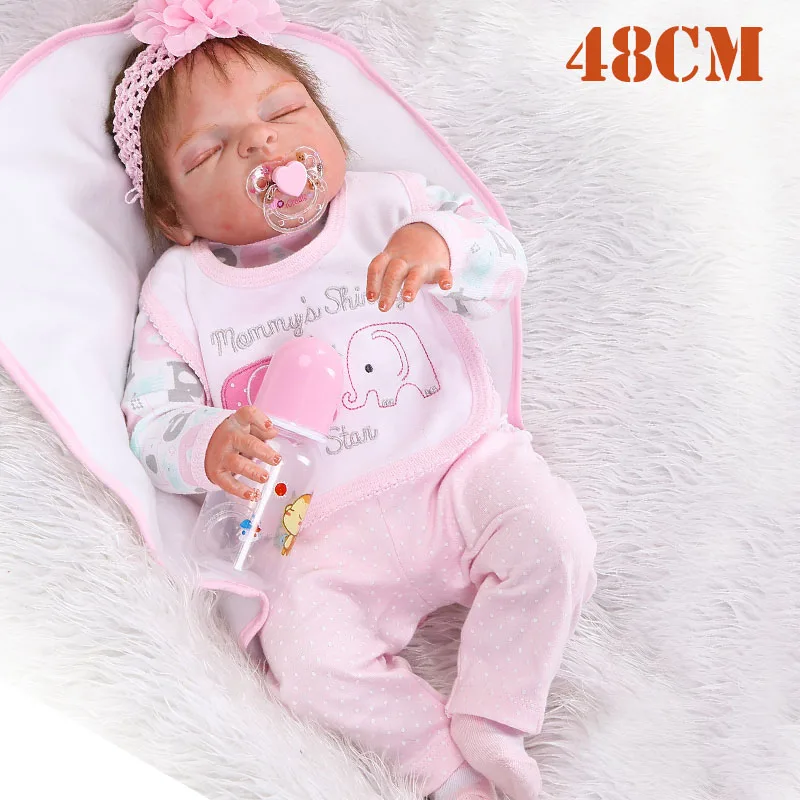 

48cm Bebe Reborn Baby Dolls soft silicone body children boneca girl fashion toy Christmas gifts detail painted